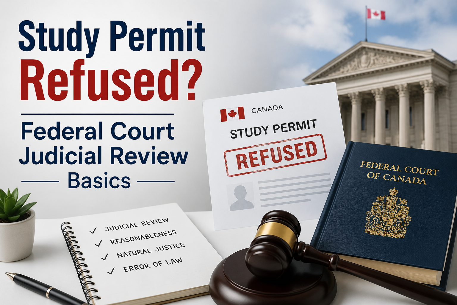 how to challenge a study permit refusal in Canada; deadline for judicial review of visa refusal Canada; what is an application for leave and for judicial review; can I appeal a work permit refusal Canada; what happens after immigration refusal Federal Court